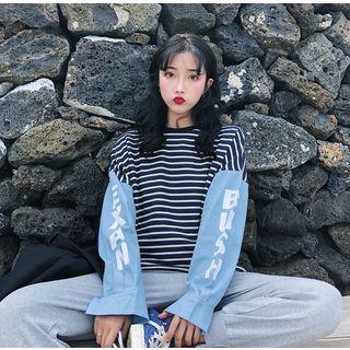 Mock Two-piece Long-sleeved T-shirt As Shown In Figure - One Size