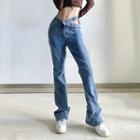 Asymmetric Cut-out Bootcut Jeans