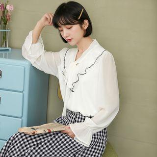 Chiffon Agaric Laces Long-sleeved Shirt