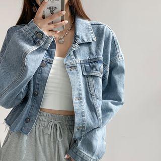 Frayed Loose-fit Denim Jacket