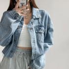 Frayed Loose-fit Denim Jacket