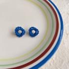 Twisted Hoop Stud Earring 1 Pair - S925 Silver - Blue - One Size