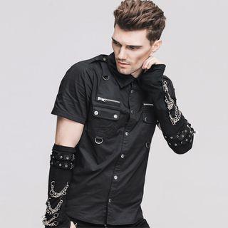 Short-sleeve Belted Shirt