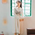 Mock Two-piece Midi A-line Shirt Dress