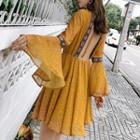 Backless Long-sleeve A-line Dress