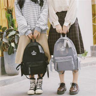 Nylon Crown Embroidered Backpack