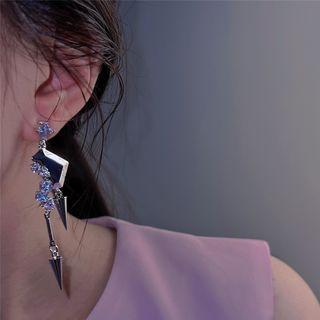 Rhinestone Studded Alloy Dangle Earring 1 Pair - Silver - One Size