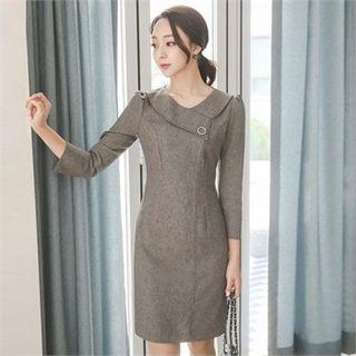 3/4-sleeve Stitch-trim Sheath Dress