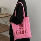 Lettering Print Canvas Tote Bag Rose Pink - One Size