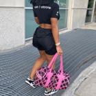Set: Short-sleeve Crop Top + Mock Two-piece Shorts