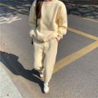 Long-sleeve Plain Sweatshirt / Sweatpants
