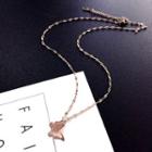 Stainless Steel Butterfly Pendant Necklace 18k - Stainless Steel - Rose Gold - One Size