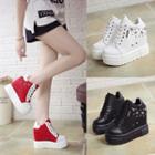 Star Studded Platform Hidden Wedge Lace Up Sneakers