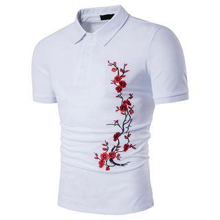 Floral Embroidered Short-sleeve Polo Shirt