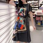 Short-sleeve Cold Shoulder Print Dress