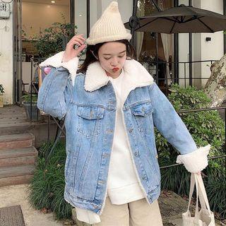 Fleece-lined Loose-fit Denim Jacket