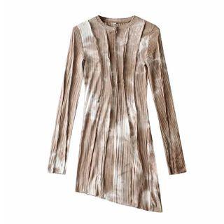 Long-sleeve Tie-dye Irregular Mini Dress
