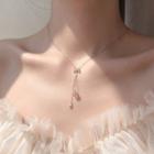Faux Crystal Pendant Sterling Silver Choker Silver - One Size