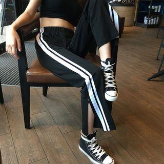 Contrast-trim Zip-up Side Sweatpants