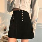 Button Accent A-line Mini Skirt