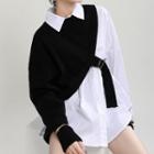 Set: Knit Shrug + Shirt Black - One Size