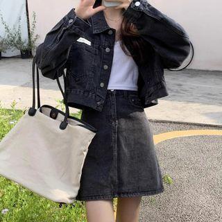 Cropped Denim Jacket / Mini A-line Skirt / Set