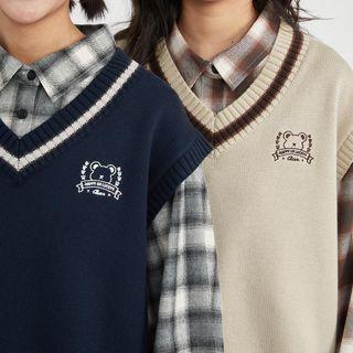 Cartoon Embroidered Sweater Vest