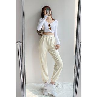 Corduroy Loose-fit Jogger Pants Milk Yellow - One Size