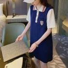 Contrast Color Short-sleeve Mini Polo Dress