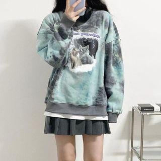 Tie-dye Cat Print Sweatshirt