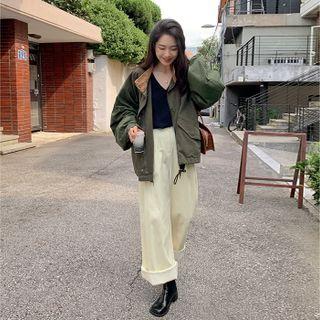 Buckle-trim Corduroy Wide-leg Pants