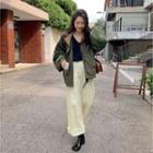 Buckle-trim Corduroy Wide-leg Pants