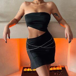 Strapless Cutout Chained Mini Dress