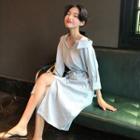 Elbow-sleeve Asymmetrical Shirtdress