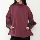 High-neck Polka Dot Panel Sweatshirt