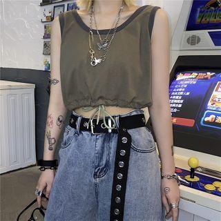 Contrast Trim Drawstring Tank Top