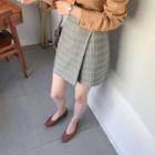 Glen-plaid Wrap Mini Skirt