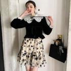 Floral Embroidered Mesh Mini A-line Skirt