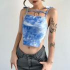 Haler-neck Tie-dyed Asymmetrical Top