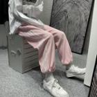 Striped Drawstring-cuff Wide-leg Sweatpants