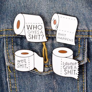 Lettering Toilet Roll Alloy Brooch