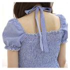 Halter Smocked Stripe A-line Dress