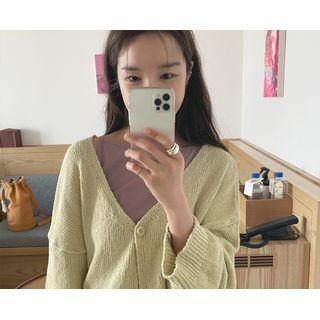 Single-button Cropped Cardigan