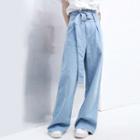 Paperbag-waist Wide-leg Jeans With Belt