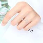 925 Sterling Silver Rhinestone Bamboo Open Ring 1pc - Ring - As Shown In Figure - One Size