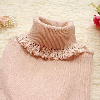 Turtleneck Frill-trim Sweater
