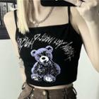 Bear Print Camisole Top Black - One Size