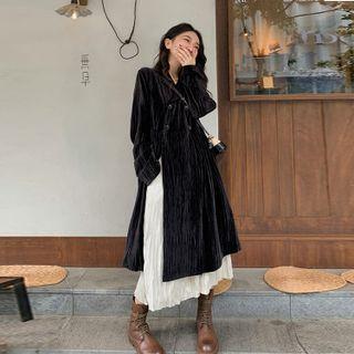 Double-breasted Velvet Long Coat