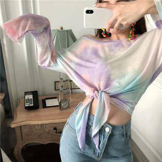 Tie Dye Long-sleeve Loose-fit Cropped Top