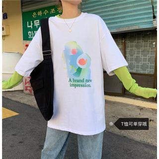Print Elbow-sleeve T-shirt / Long-sleeve T-shirt
